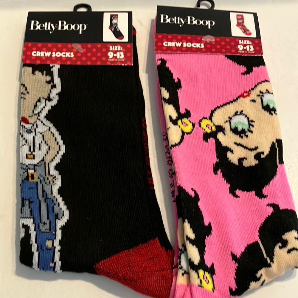Betty Boop Casual Socks Black and Pink